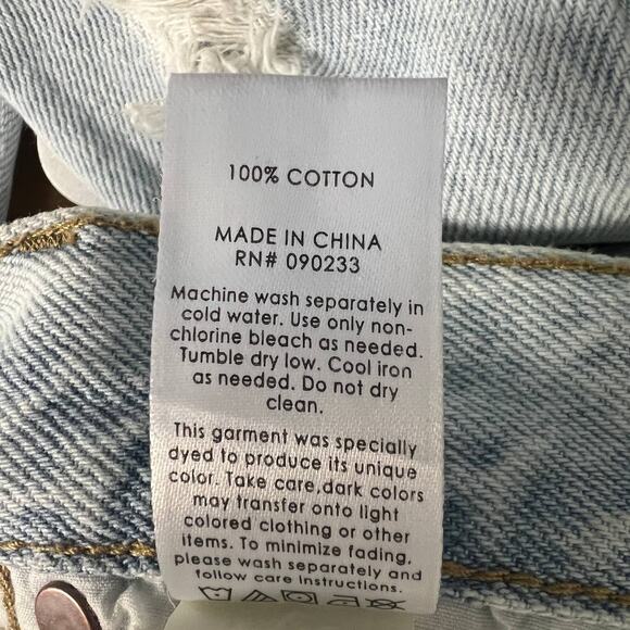 PacSun High Rise Straight Jeans Size 23 Distressed Light Wash Raw Hem - Picture 9 of 10